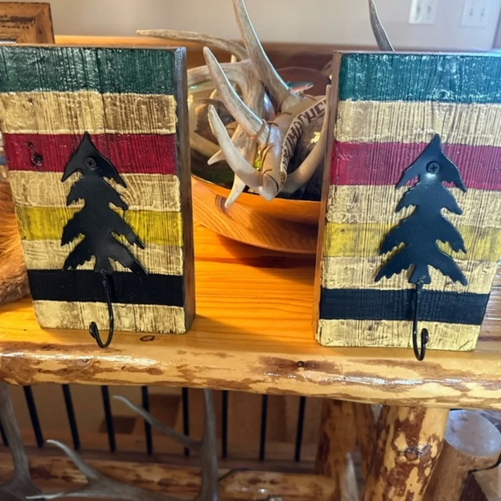 Pendleton Patterned Wall Hooks Rustic Decor set of 2